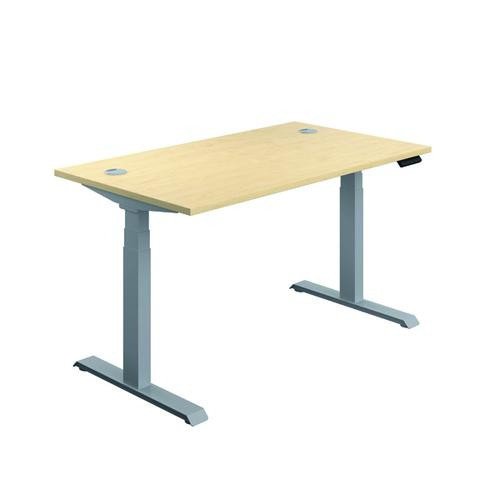 Jemini Sit Stand Desk 1200x800mm Maple/Silver KF809715