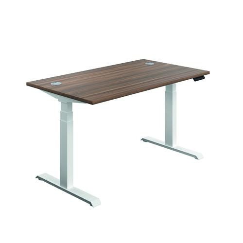 Jemini Sit Stand Desk 1600x800mm Dark Walnut/White KF809999