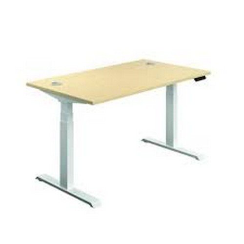 Jemini Sit Stand Desk 1400x800mm Maple/White KF809890