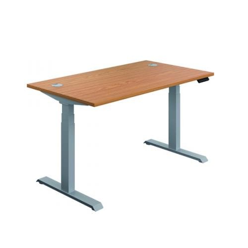 Jemini Sit Stand Desk 1600x800mm Nova Oak/Silver KF809968