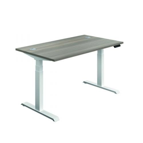 Jemini Sit Stand Desk 1600x800mm Grey Oak/White KF810001