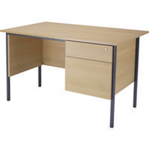 Jemini Ferrera Oak 1200mm Four Leg Desk with Two Drawer Pedestal KF838372