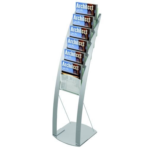 Deflecto Silver Six Pocket Literature Floor Stand DE693145