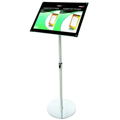 Deflecto Chrome Bevelled Floor Sign Holder A3 DE790645
