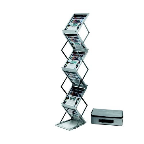 Deflecto A4 Folding Stand Double Sided With Carry Case Silver DE36100