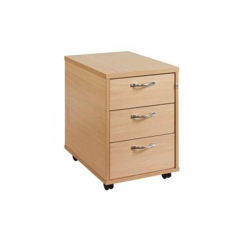 3 Drawer Locking Mobile Pedestal With Handles Beech 426Wx600Dx567H