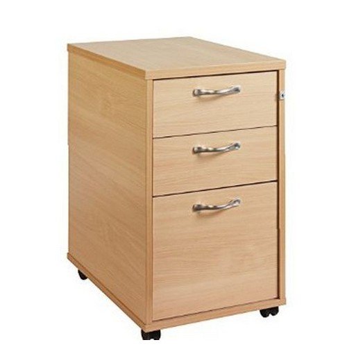 3 Drawer Tall Locking Mobile Pedestal With Handles White 426Wx600Dx630H