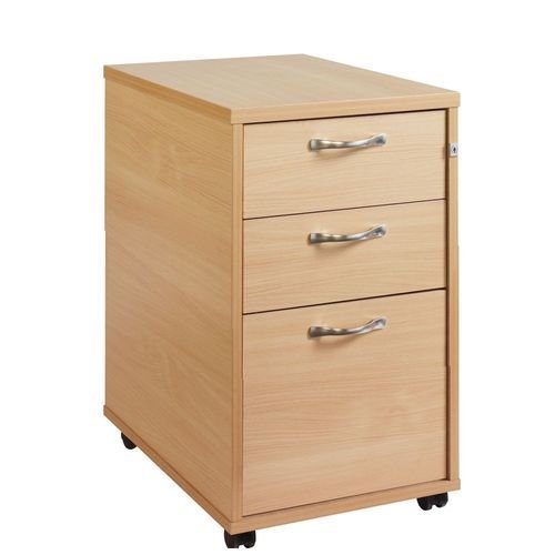 3 Drawer Tall Locking Mobile Pedestal With Handles Walnut 426Wx600Dx630H