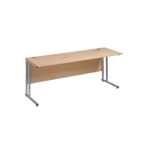 Maestro 25 Sl Silver Double Upright Cantilever Desk 1200W X 600D White 25mm Top 18mm Back Panel