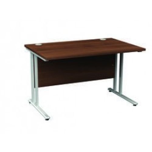 Maestro 25 Sl Silver Double Upright Cantilever Desk 1400W X 600D Walnut 25mm Top 18mm Back Panel