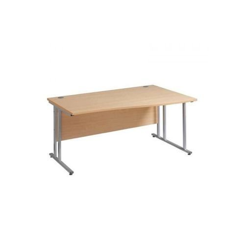 Maestro 25 Sl Silver Dble Upright Cant RH Wave Desk 1400mm X 990/800 Beech 25mm Top 18mm Back Panel