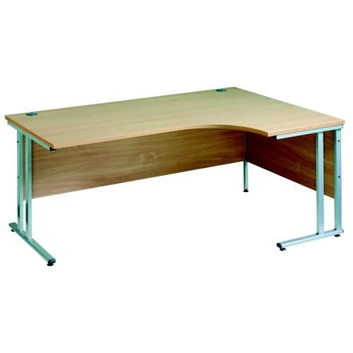 Maestro 25 Sl Sil Dble Uprgt Cant LH Ergo Desk 1600mm X 1200/800/600 White 25mm Top 18mm Back Panel