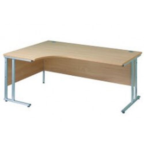 Maestro 25 Sl Sil Dble Uprgt cant LH Ergo Desk 1800mm X 1200/800/600 White 25mm Top 18mm Back Panel