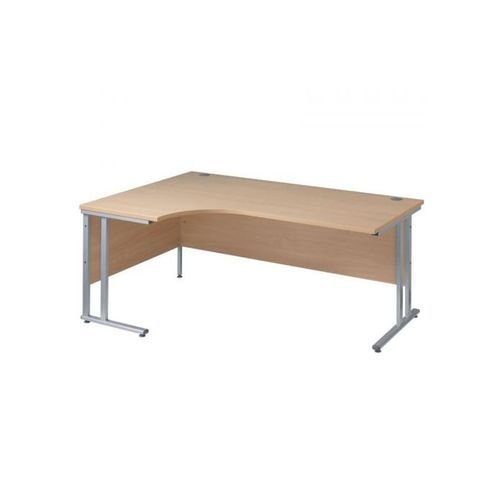 Maestro 25 Sl Sil Dble Uprgt Cant LH Ergo Desk 1800mm X 1200/800/600 Beech 25mm Top 18mm Back Panel