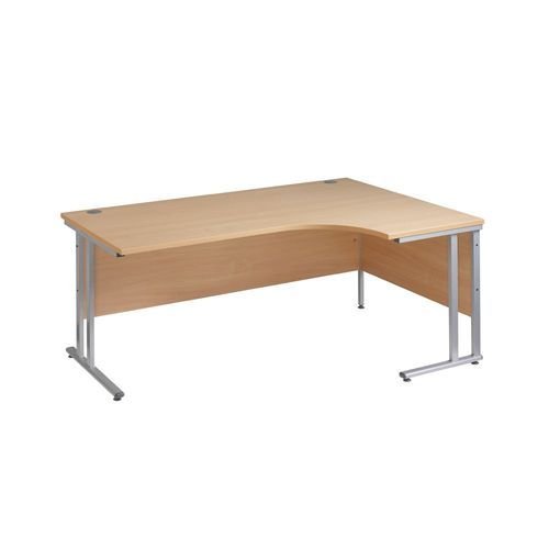 Maestro 25 Sl Sil Dble Uprgt Cant RH Ergo Desk 1600mm X 1200/800/600 White 25mm Top 18mm Back Panel