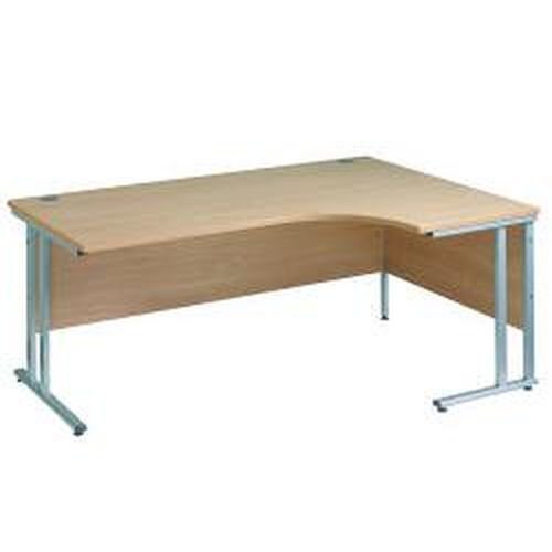 Maestro 25 Sl Sil Dble Uprgt Cant RH Ergo Desk 1600mm X 1200/800/600 Walnut 25mm Top 18mm Back Panel