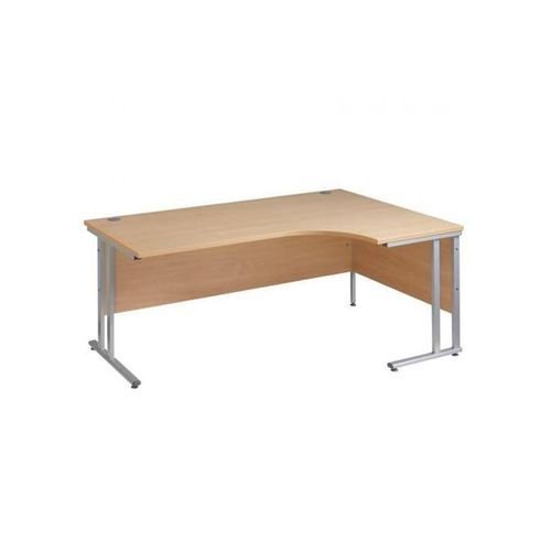 Maestro 25 Sl Sil Dble Uprgt Cant RH Ergo Desk 1600mm X 1200/800/600 Beech 25mm Top 18mm Back Panel