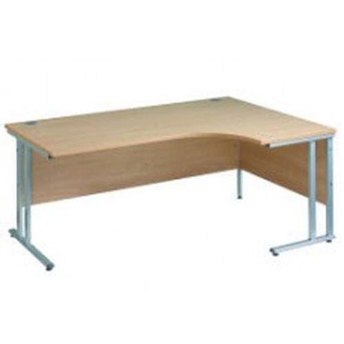 Maestro 25 Sl Sil Dble Uprgt Cant RH Ergo Desk 1800mm X 1200/800/600 Walnut 25mm Top 18mm Back Panel