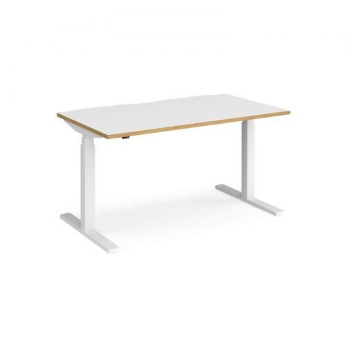 Elev8 Touch Straight SitStand Desk 1400mm x 800mm White Frame And Grey Top