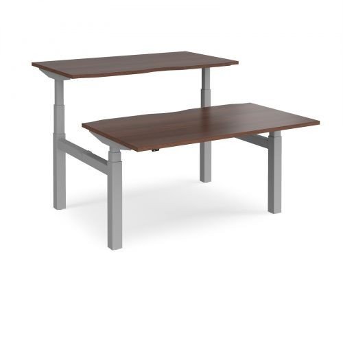 Elev8 Touch SitStand BackTo-Back Desks 1400mm x 1650mm Silver Frame And Grey Top