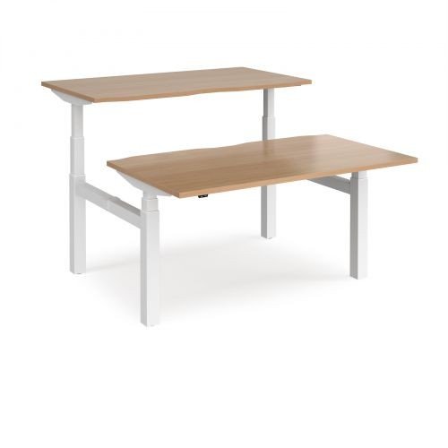 Elev8 Touch SitStand BackTo-Back Desks 1400mm x 1650mm White Frame And Grey Top