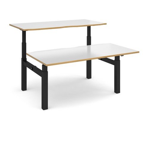 Elev8 Touch SitStand BackTo-Back Desks 1600mm x 1650mm Black Frame And Grey Top