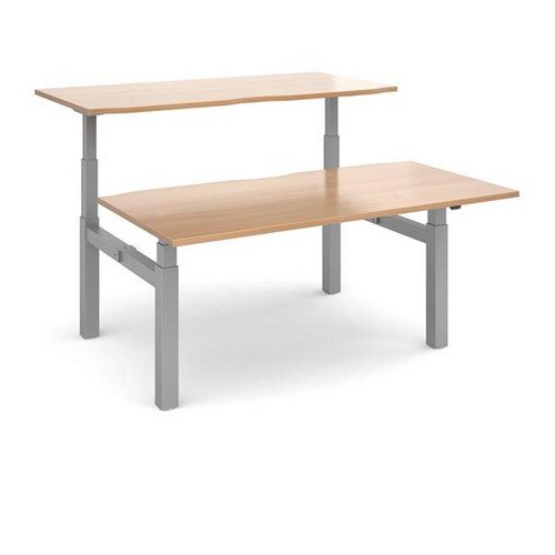 Elev8 Touch SitStand BackTo-Back Desks 1600mm x 1650mm Silver Frame And Grey Top