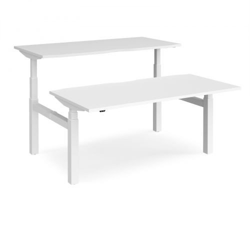 Elev8 Touch SitStand BackTo-Back Desks 1600mm x 1650mm White Frame And Grey Top