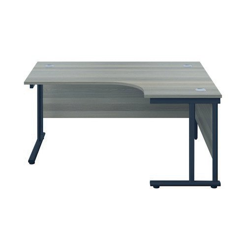 FF Jemini Double Radial Right Hand 1600 G/Oak Black Office Desks DS4691