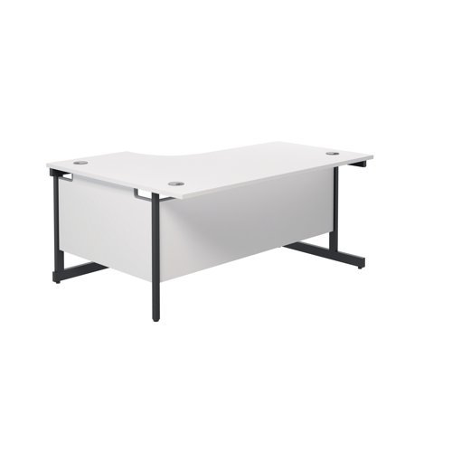 A versatile single upright radial desk ideal for easy positioning of a PC