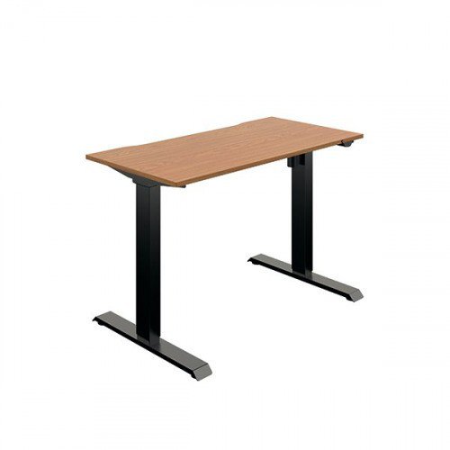 Okoform Single Motor Sit/Stand Heated Desk 1200X600X7341234Mm Nova Oak/Black Kf822582 Office Desks DS4807