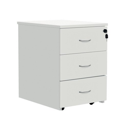 3 Drawer Mobile Ped - White
