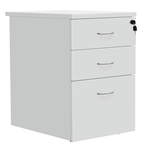 3 Drawer Desk High Ped - White