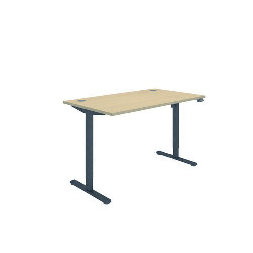 Polaris Single Motor Sit Stand Desk 1400X800 Oak/Black