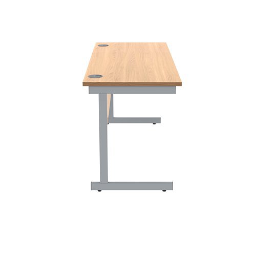 Single Upright Cantilever Desk 1400X600 Beech/Silver