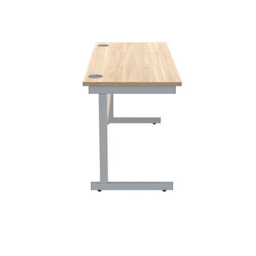 Single Upright Cantilever Desk 1400X600 Oak/Silver