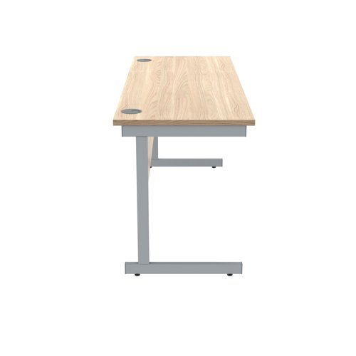 Single Upright Cantilever Desk 1600X600 Oak/Silver