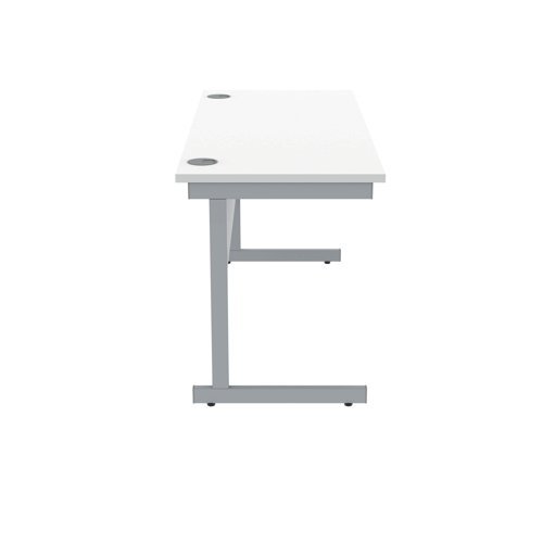 Single Upright Cantilever Desk 1400X600 White/Silver