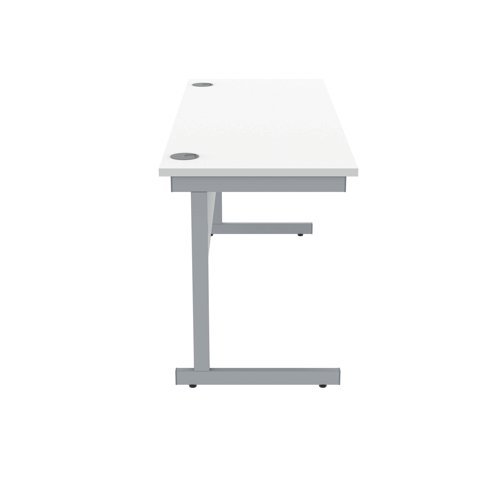 Single Upright Cantilever Desk 1600X600 White/Silver