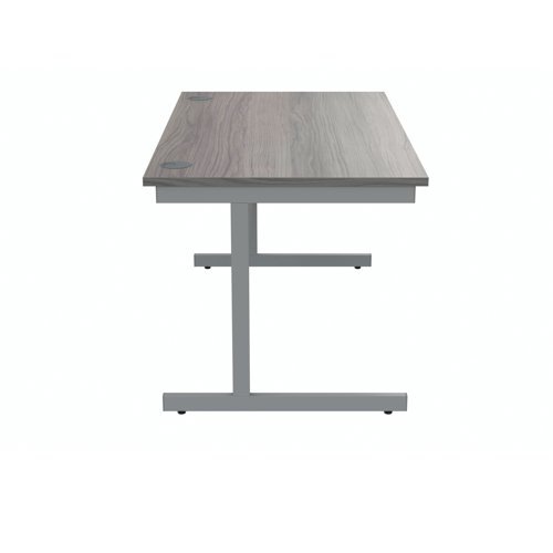Single Upright Cantilever Desk 1400X800 Grey Oak/Silver