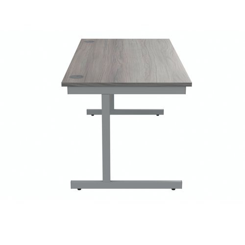 Single Upright Cantilever Desk 1600X800 Grey Oak/Silver