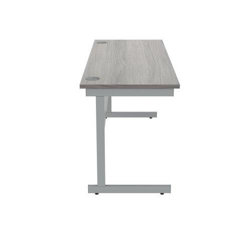 Single Upright Cantilever Desk 1600X600 Grey Oak/Silver