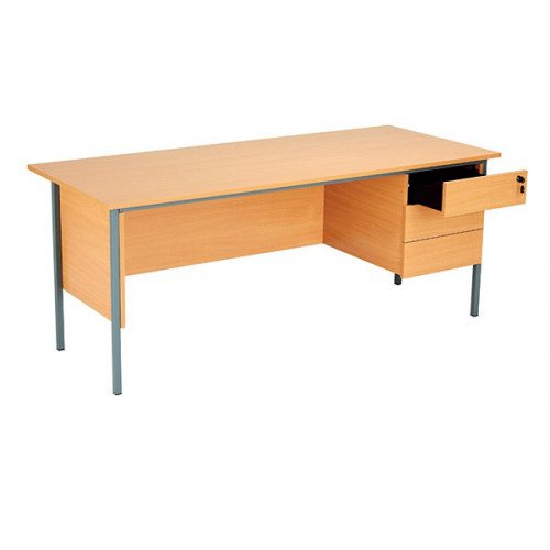 Serrion 4Leg Desk 1800 3D Ped B Ellmau Beech Office Desks DS5529