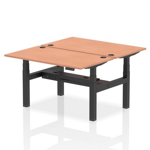 Air Back-to-Back 1400 x 800mm Height 2 Person Bench Desk Beech Top with Cable Ports Black Frame