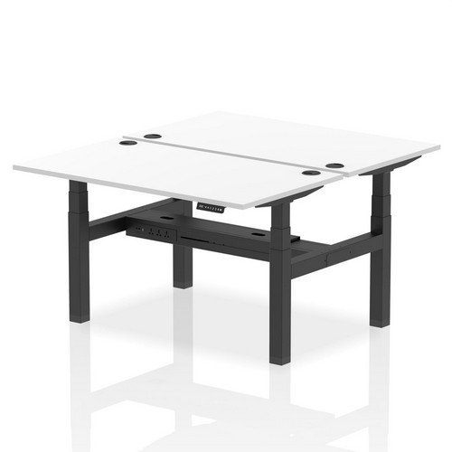 Air Back-to-Back 1400 x 800mm Height 2 Person Bench Desk White Top with Cable Ports Black Frame
