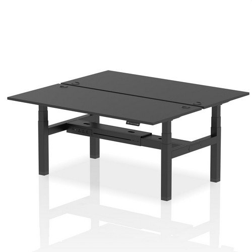 Air Back-to-Back 1800 x 800mm Height 2 Person Bench Desk Black Top with Cable Ports Black Frame