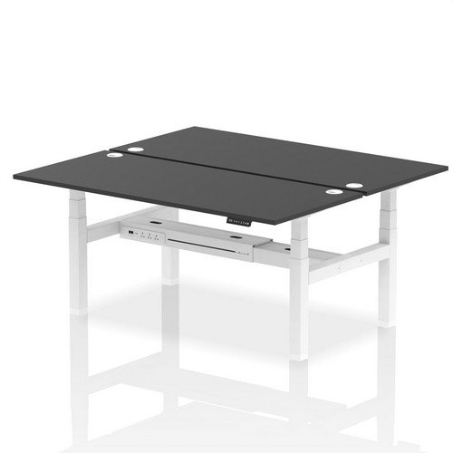 Air Back-to-Back 1800 x 800mm Height 2 Person Bench Desk Black Top with Cable Ports White Frame