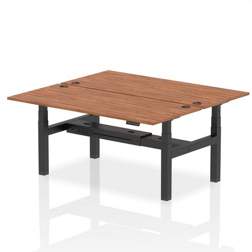 Air Back-to-Back 1800 x 800mm Height 2 Person Bench Desk Walnut Top with Cable Ports Black Frame