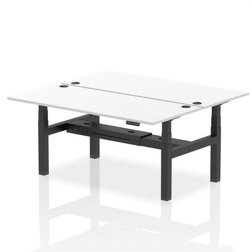 Air Back-to-Back 1800 x 800mm Height 2 Person Bench Desk White Top with Cable Ports Black Frame