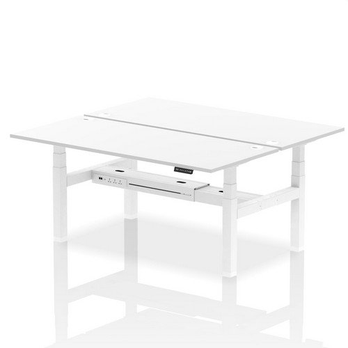 Air Back-to-Back 1800 x 800mm Height 2 Person Bench Desk White Top with Cable Ports White Frame